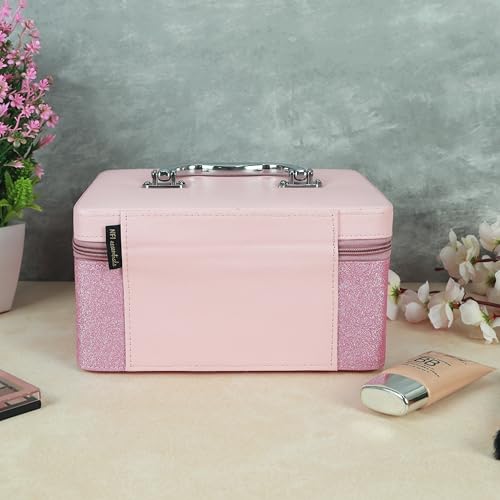 Image of NFI essentials Makeup Box, Cosmetic Organiser for Women, Vanity Box for Bridal, Large Capacity Case for Cosmetics, Skincare, Brushes & Lipsticks, Singardani Box for Home & Travel