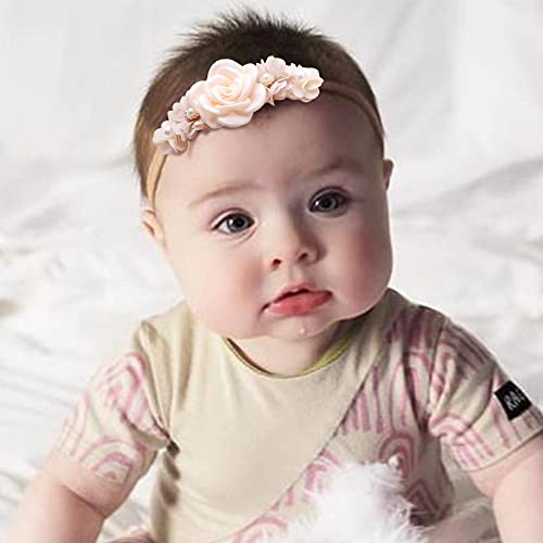 Mealah Baby Girls Flower-Headband Elastic-Nylon Hairbands Floral Crown For Newborn Infant Toddler Pack Of 3 #TOP4