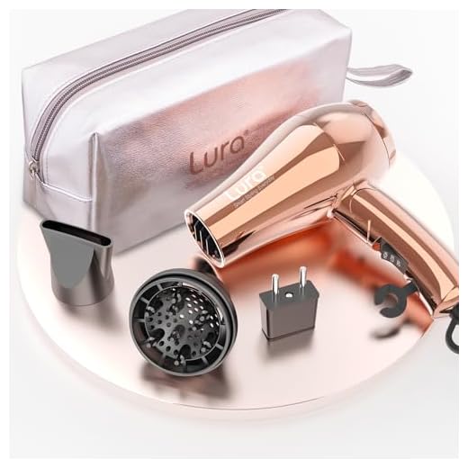 LURA Mini Portable Travel Hair Dryer:Dual Voltage Small Lightweight Blow Dryer with EU Plug,1200W Compact Hairdryer with Folding Handle,with Concentrator&Diffuser Attachment,for Women and Men