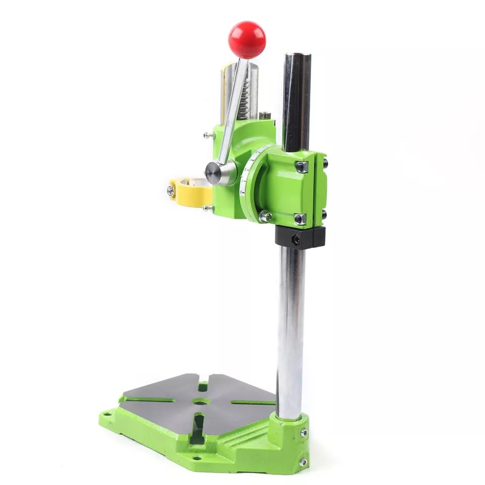Taladro giratorio de 90 °, 49 cm, banco con 3 cabezales de plástico y cubierta, soporte para taladro de mesa, abrazadera de columna, soporte de mesa para bricolaje, industria, trabajo
