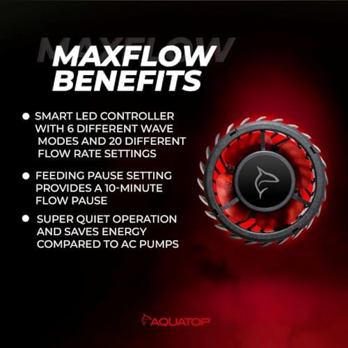 Aquatop MaxFlow MWV-3400SLIM DC 웨이브메이커 펌프, 793 GPH - 793갤런 탱크용, 소금 및 담수에 안전, 마그네틱 마운트, 에너지 효율적인 순환 — 사진 3