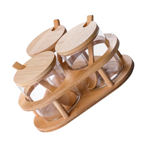 NAMOARLY 1 Set Glass Spice Jar Seasoning Can Empty Jars for Spices Clear Turntable Organizer Kitchen Spice Jar Food Serving Tray Clear Jars Kitchen Seasoning Pot Refillable Jars