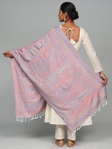 Women's Reversible Acrylic Stole with Woven Giant Paisley Flowers Weave Design Shawl Scarves for Girl4