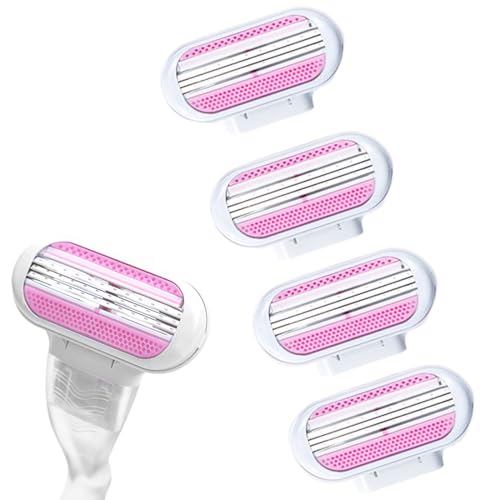 JEYORZY 4 pcs Recambios para Maquinilla de Depilación de Mujer, Cuchilla de Afeitar para Mujer, Cuchillas de Afeitar de Acero Inoxidable 3 Capas Suaves, Hojas de Afeitar para Vello Corporal y Axilas