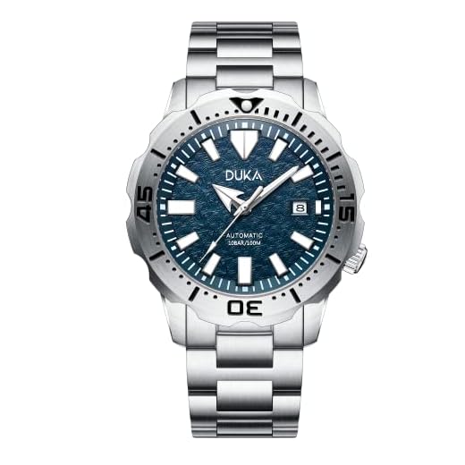 DUKA Herren Mechanische Taucheruhren Loves The Ocean Serie Synthetik Saphir MIYOTA Uhrwerk Edelstahl 100M Wasserdicht Sportuhr Kalender Saphirglas (Dunkelblau)
