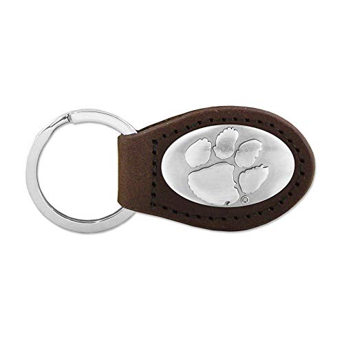 NCAA Clemson Tigers Brown Leather Concho Key Fob, One Size