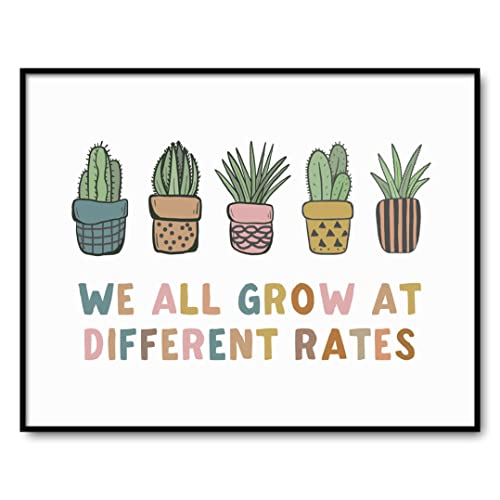We All Grow At Different Rates, Classroom Poster, Growth Mindset, Boho Classroom Decor, Teacher Quote, Therapy Office Decor, School Psychologist, Playroom Decor, Child Art, Unframed (11X14 INCH)