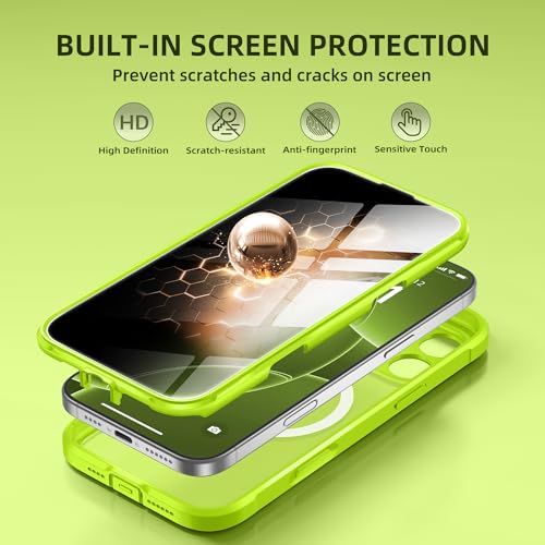 Coque iPhone 16 Pro anti-espion MagSafe intégrale 6,3 pouces antichoc vert clair - 4