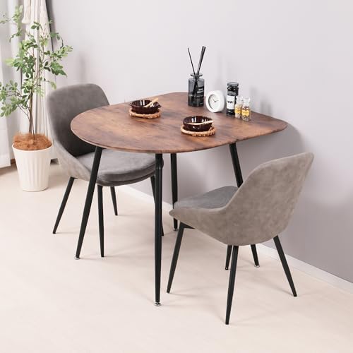Mirai-Show ダイニングテーブルセット 2人用 半円 3点セット 北欧 壁付け 80cm幅 2人掛け ダイニングチェア 2脚セット おしゃれ カフェテーブルセット 丸型 二人用 イス 椅子 二人用 食卓テーブル 大理石風 コンパクト PUレザー E