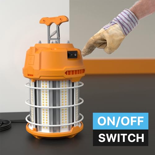 HYPERLITE LED Temporary Work Light 100W 12500LM 300W HID/HPS 5000K, Portable LED Jobsite Light with Stainless Steel Safety Guard and Sturdy Hook for Construction Sites, Workshop(with an ON/OFF Switch) by HYPERLITE - Used condition - Image 2