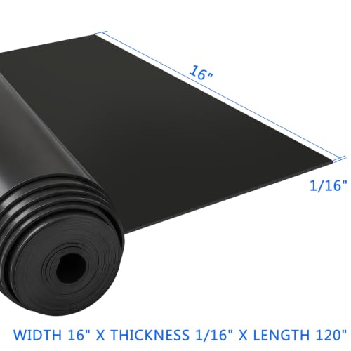 Image of WochiTV Solid Rubber Sheets, 16 inch Wide x 1 /16 inch Thick x 120 inch Long Neoprene Rubber Strips Rolls Perfect for DIY Gasket Material, Sealing, Liner, Shield, Padding, Mat