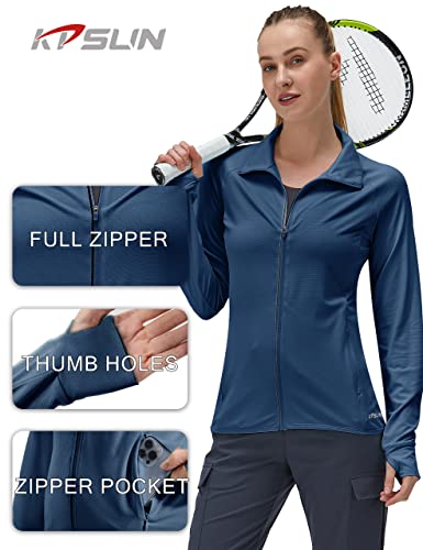 KPSUN Jaqueta feminina com proteção solar FPS 50+ UV e manga comprida, leve, com zíper, FPS 50+