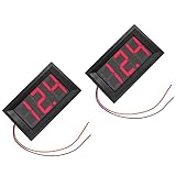 RuiLing 2-Pack Two Wires Mini LED Digital Voltmeter Voltage Meter DC 4.5V to 30V Voltage Panel Meter for 6V 12V Electromobile Motorcycle Car Red