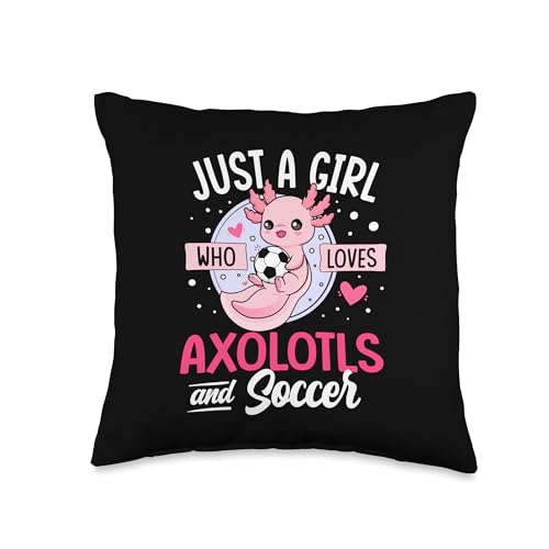 Just a Girl who loves Axolotls and Soccer Cute Axolotl Lover Throw Pillow