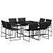 ShGaxin 9-TLG. Garten-Essgruppe mit Kissen Schwarz Textilene, Esstisch Mit Stühlen Set, Gartenmöbel Sitzgruppe, Balkon Möbel, Gartenlounge Set, Terrassenmöbel, Balkonmöbel Set - 3295078