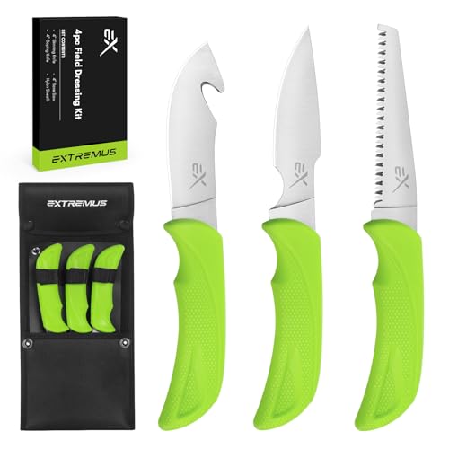 Extremus by KastKing Hunting Knife Set, 4/8-Piece Field Dressing Kit with Gut Hook Skinning Knife,