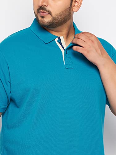 Image of Club York Men Cotton Blend Half Sleeve Polo Neck Solid Plus Size T-Shirt