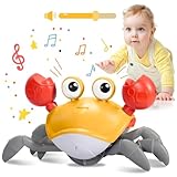 YOMUKALI Cangrejo Juguete para Gatear, Juguete Sensorial Interactivo para Bebe de 3 a 12 Meses, Aprender a Gatear Niños de 1 2 3 y 4 Años con Música y Luz LED, Regalos para Navidad Cumpleaños
