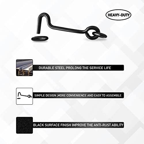Sdstone Carbon Steel Storage Hook (5PCS, 2.5 inch), Rust Resistant Cabin Hook and Eye Latch for Door, Window, Shed, Closet, Gate, Cabinet - Thumbnail 2
