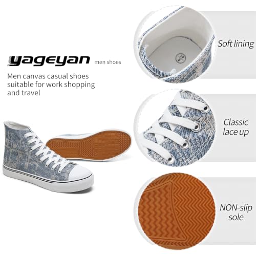 Image of yageyan Men's High Top Canvas Sneakers Fashion Lace up Walking Shoes Casual Classic
