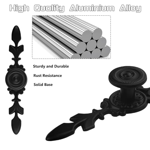 WMYCONGCONG 12Pcs 4.72" Kitchen Cabinet Drawer Knobs Vintage Black Drawer Pulls Door Knobs with Plate Antique Dresser Handles for Furniture Closet Wardrobe Furniture Door Floral Pattern Black - Image 3