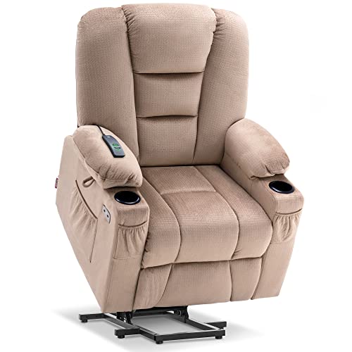 Mcombo Small Power Lift Recliner Chair With Massage And Heat For Short Elderly People, Fabric 7569 (Beige, Small) #TOP12
