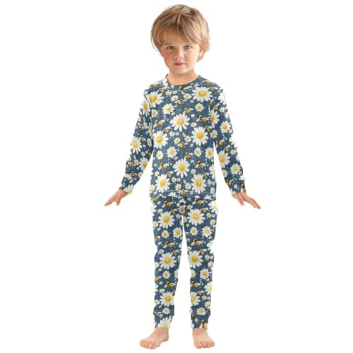 Pajama Sets Long Sleeve Daisy Flowers with Bees Soft Comfy Sleepwear 2 Piece PJS 3-8T2
