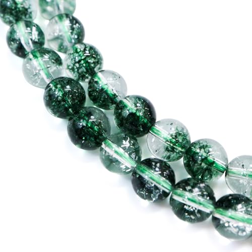 【天然石】グリーンファントムクォーツ ビーズ ブレスレット用 一連 8mm【約46粒入り】パワーストーン 手芸 ハンドメイド アクセサリー パーツ きらきらぷんぷん丸 NS-063