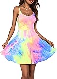 ACEVOG Sun Dress for Women Fit & Flare Boho Floral Tank Beach Plus Summer Dresses Short V Neck Cotto