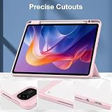 QJONSIU Etui dla Xiaomi Redmi Pad 2 2025, Funkcja Stojaka Ultra Cienki Miękki TPU Smart Cover, Akryl Etui Ochronne Anti-Scratch-Różowy