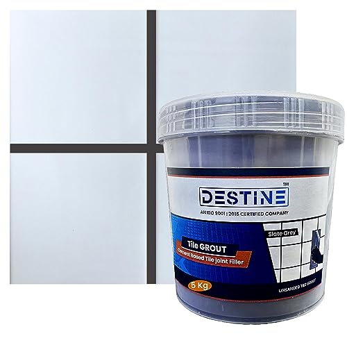 Image of DESTINE Tile Grout (16 COLOURS) (ALL PACKS: 100 Gm, 400 Gm, 800 Gm, 1 Kg, 3 Kg, 5 Kg), Waterproof, Cement Based Tile Joint Filler, Crack Filler, Tiles Gap Filler, Tile Grout (5 Kg, Slate Grey)