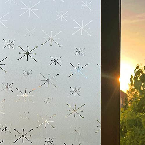 Image of SUNBIRD Window Film Privacy Colorful Window Sticker, Decorative Window Vinyl, Adhesive Home UV Blocking, Heat Insulation Static Cling for Bathroom Office (24 X 48 INCHES-2PCS, Snow Flakes)