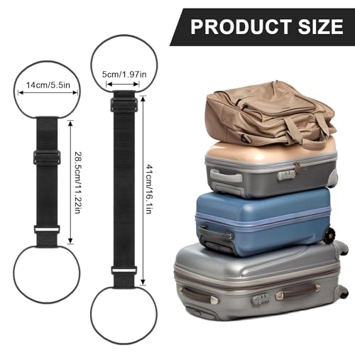 Image of TIESOME 2 Pack Adjustable Luggage Fastening Strap for Carry Bag, Elastic Luggage Fastening Strap Elastic Travel Belt Straps Travel Bag Security Carry On Straps Accessories for Baggage Handbag Purse