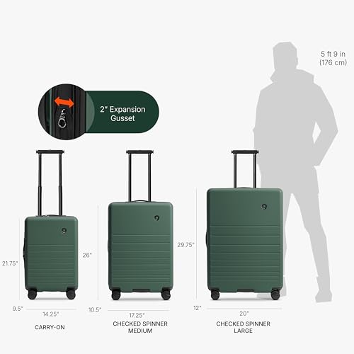 Image of Traveler's Choice Markham Hardside Expandable Luggage with Hinomoto Spinner Wheels, 26-Inch Medium, Green