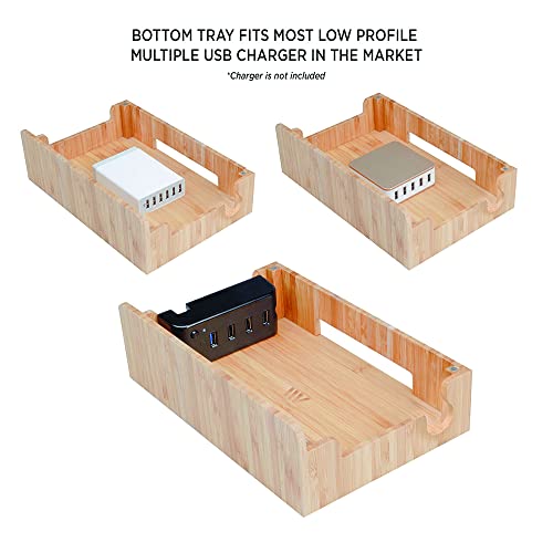 Mobilevision Bamboo Charging Station & Multi Device Organizer Slim Version For Smartphones, Tablets, And Laptops #TOP2