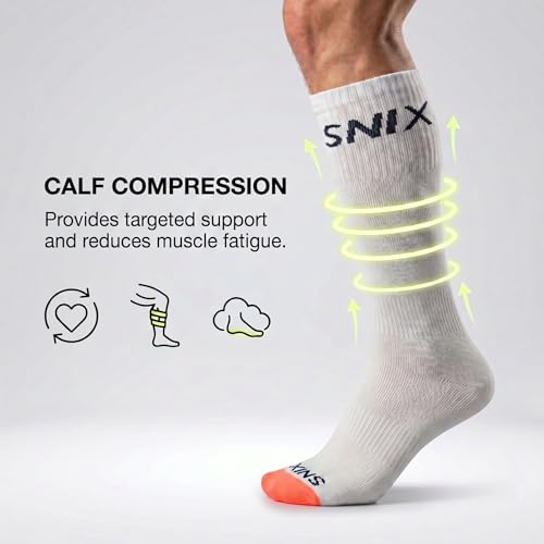 Image of SNIX Sportswear Athletic Socks For Men, Long, White With Colour Accent