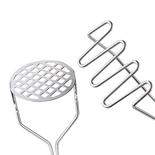 2Pcs Potato Masher, Olulu Heavy Duty Stainless Steel Mashed Potatoes Masher, Masher Kitchen Tool For Avocado, Potatoes, Beans, Meat, Vegetables, 10.24Inch, Dishwasher Safe #TOP7