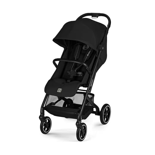 CYBEX Gold Kinderwagen BEEZY mit Ergonomischer Liegeposition, Ab Geburt bis ca. 4 Jahre (max. 22 kg), Kompakt faltbar, Einhand-Gurtsystem, Magic Black
