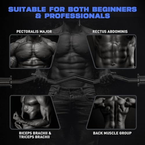 Olympic EZ Curl Barbell Bar, 47" Curl Bar for Weight Lifting, HipThrusts,Squat,Biceps-Home Gym Weight Bar, Chrome Curling Bar with 2Spring Collars for 2 Inch Weight Plates -500lb Weight Capacity - Image 6