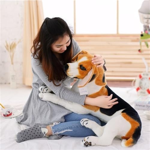 TOPLITHE Beagle Hund Kuscheltier, Realistisches Beagle Plüsch Welpenkissen Plüschtier for Kinder Erwachsene Weihnachts Geburtstagsgeschenk(Lying down,40CM/15IN)