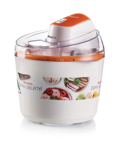 Ariete 642 Gran Gelato Sorbetière, Machine pour Faire Sorbets et Glaces en 30 Minutes, Panier de Refroidissement Double Isolation, Bouton Marche/Arrêt, Couvercle Transparent, 1,5 Litres, Plastique