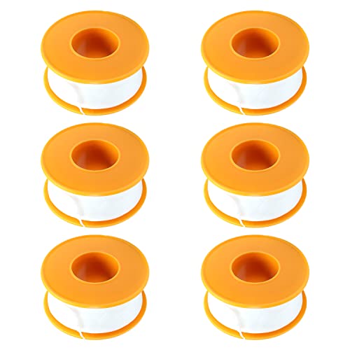 Othmro 6Pcs PTFE Industrial Sealant Tape 0.78inch Width, 7.87mil Thick, 787inch Length Plumbing Tape Pipe Tape PTFE Pipe Sealant Tape Industrial Thread Sealants Teflon Tape for Plumbers White Orange