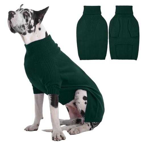 Image of Great Dane Sweater,5XL Extra Large Sweater for Giant Breed Dogs in Winter | Turtleneck Cold Weather Outfit, For Senior & Short-haired Giant Dog Clothes, Elastic Pullover for Saint Bernard,Mastiff