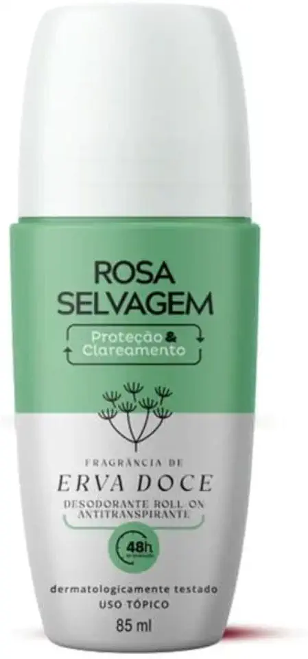 Desodorante Clareador Rosa Selvagem - Proteção e Clareamento Erva Doce, Roll-on, 85ml