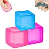 3Pack Ice Cube Stress Ball,Medium Cube 5cm(1.98') Fidget Toys,Squishy Cube for Anxiety Relief Stress Reliever,Stress Relief Toys for Adults Kids Children Teens