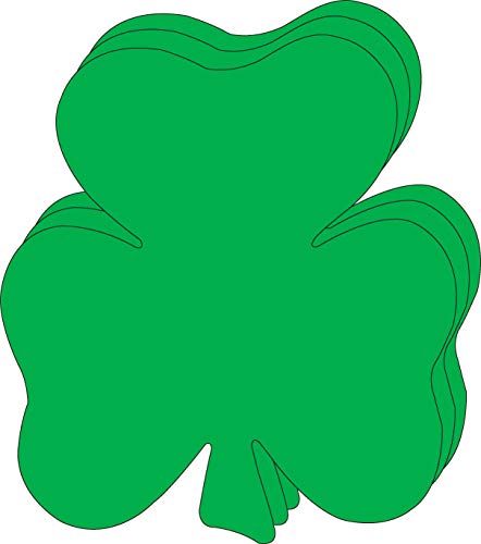 SHAPES ETC. 15 Pcs Shamrock Single Color Super Cut-Outs 8in x 9in Size Spring St. Patrick's Day Irish Classroom Decorations Bulletin Board Decor Kids’ School Craft Projects Teacher Supplies USA Made
