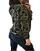 OQC Women's Camo Shirts Camouflage Print Choker V Neck Long Sleeve Lace Up Slim Tops Blouse