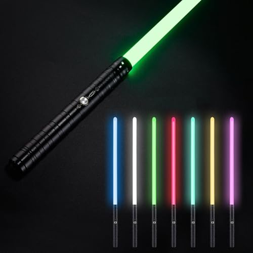 Lightsaber, Metal Hilt 7 Colors with Sounds Effect USB Rechargeable Light Sword with Sounds Effect for Kids Adults Cosplay (78cm Black)