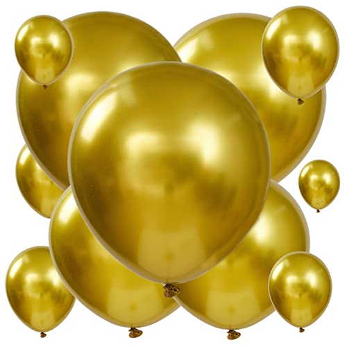 100 Pcs Latex Balloons globos dorados metalicos Different Sizes 5/10/12/18 Inch Party Balloon Kit for Halloween Christmas Thanksgiving Wedding Birthday Bride Balloon Party Decoration (gold balloons)
