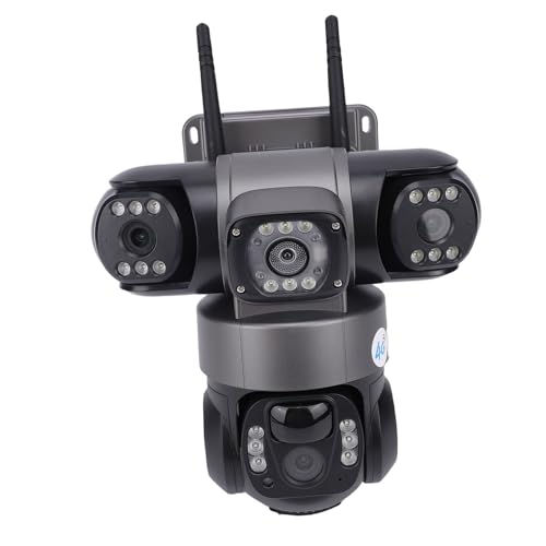 Xiuganpo Cámara de Seguridad Solar Inteligente Triple Lente 4G 2MP IP66 10x Cámara de Seguridad PTZ de Conversación Bidireccional con Visión Nocturna en Color para el Hogar y la Granja,